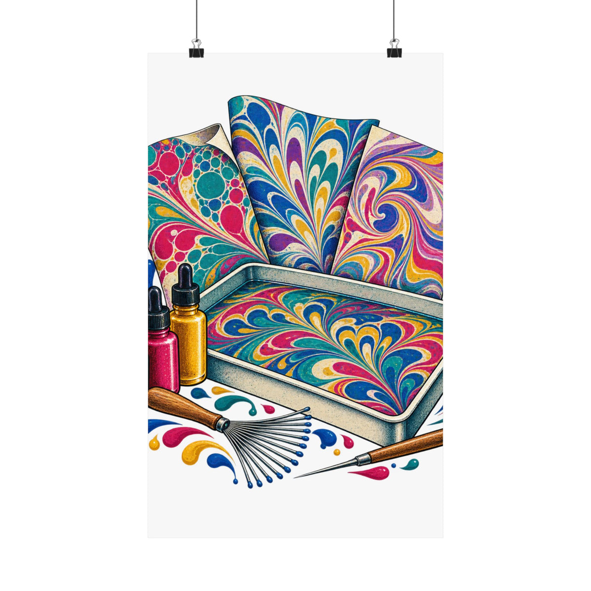 Colorful Paper Marbling Workshop Poster