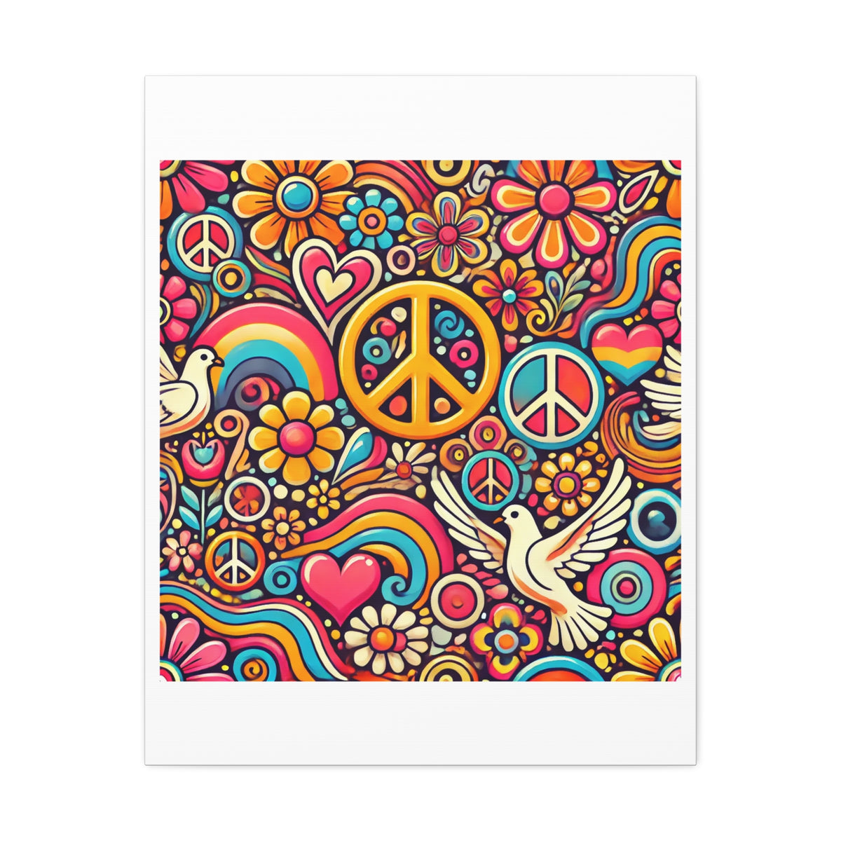 Colorful Peace Floral Pattern Canvas Wall Art