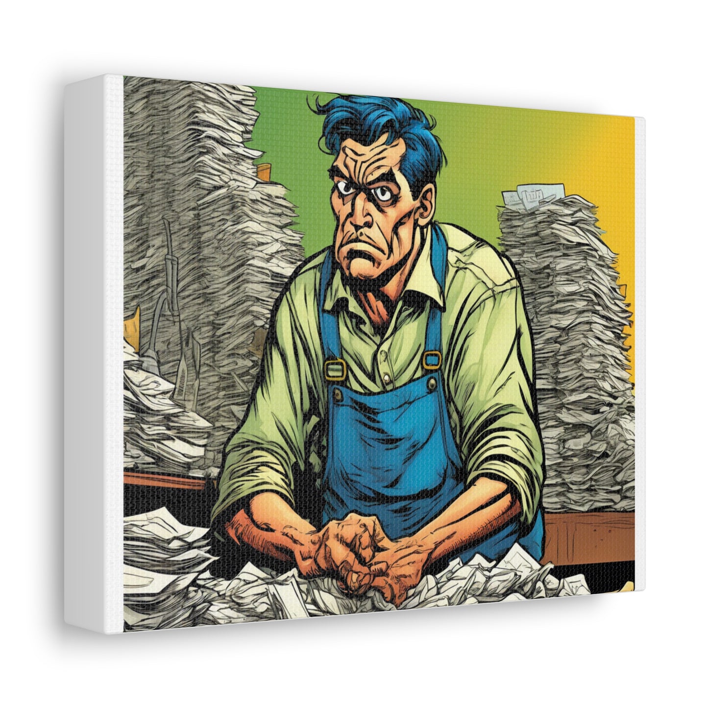 Paperwork Chaos Desk Worker Funny Office Art Canvas