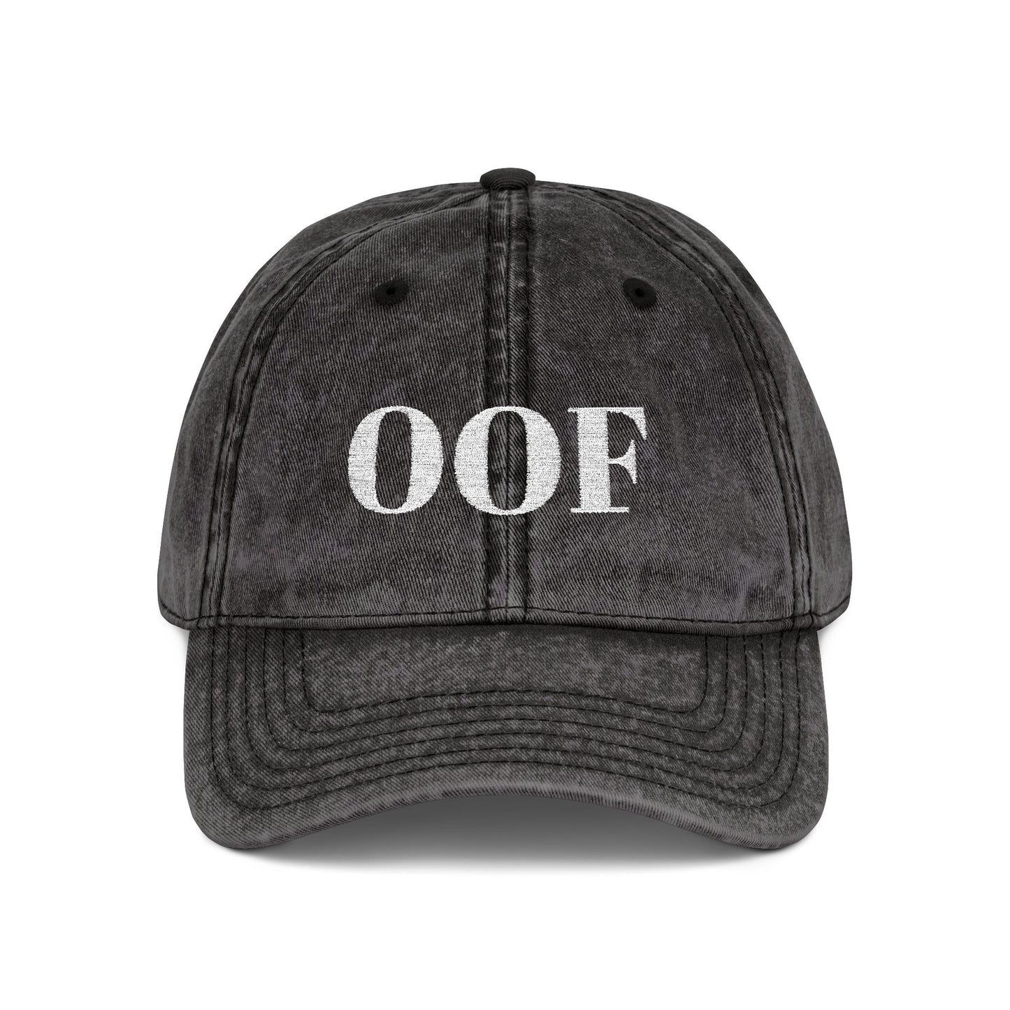 OOF Embroidered Vintage Cap Distressed Dad Hat Washed Gray Minimalist Meme Hat Retro Casual Adjustable Cap Unisex Adult Teen