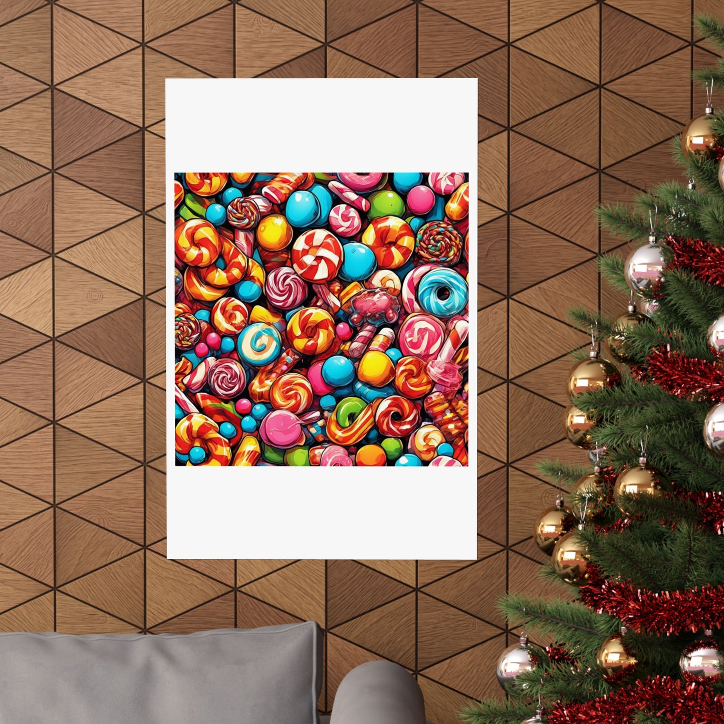 Colorful Candy and Lollipop Pattern Poster