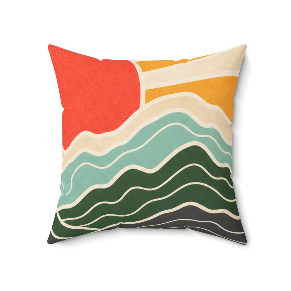 Topographic Sunrise Mid Century Decorative Pillow