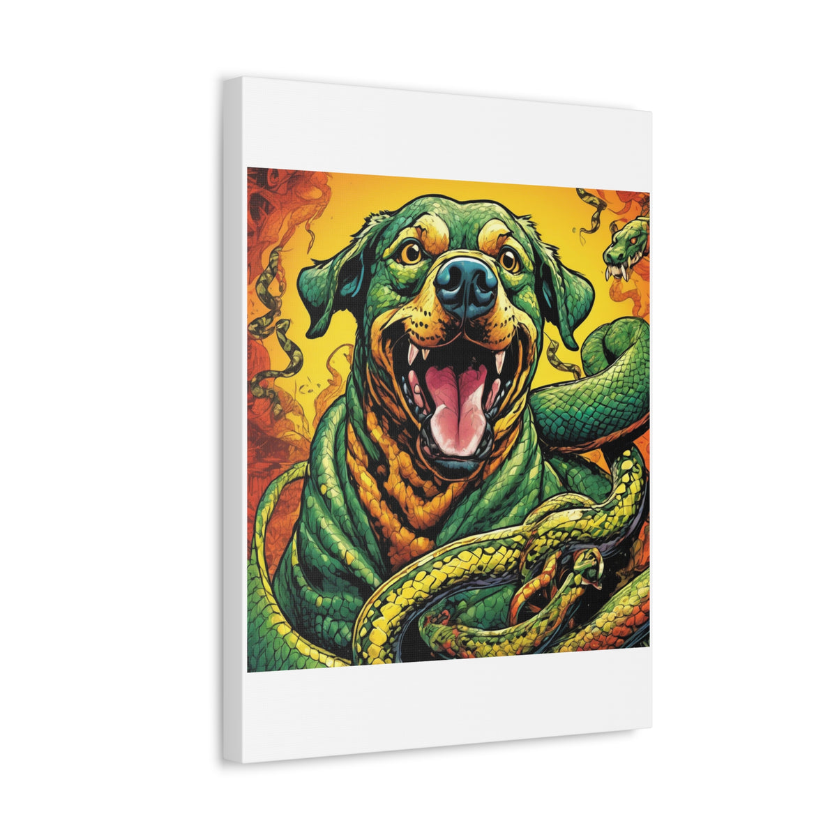 Surreal Serpent Hound Dark Fantasy Canvas Wall Art