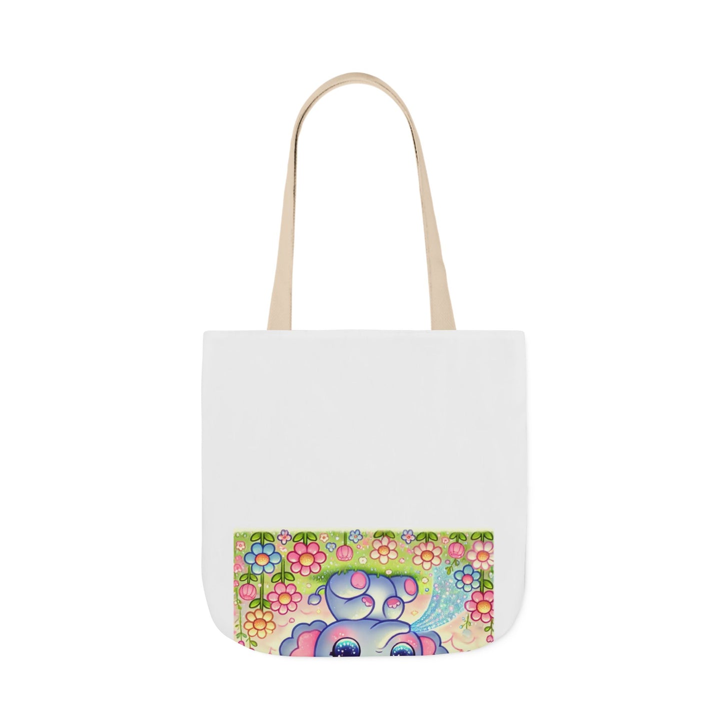 Pastel Rainbow Baby Elephant Floral Canvas Tote Bag
