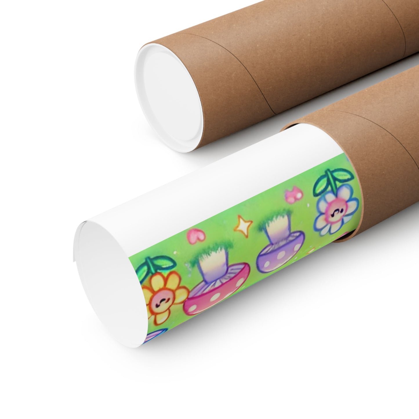 Pastel Panda and Bunny Rainbow Garden Wall Art Poster