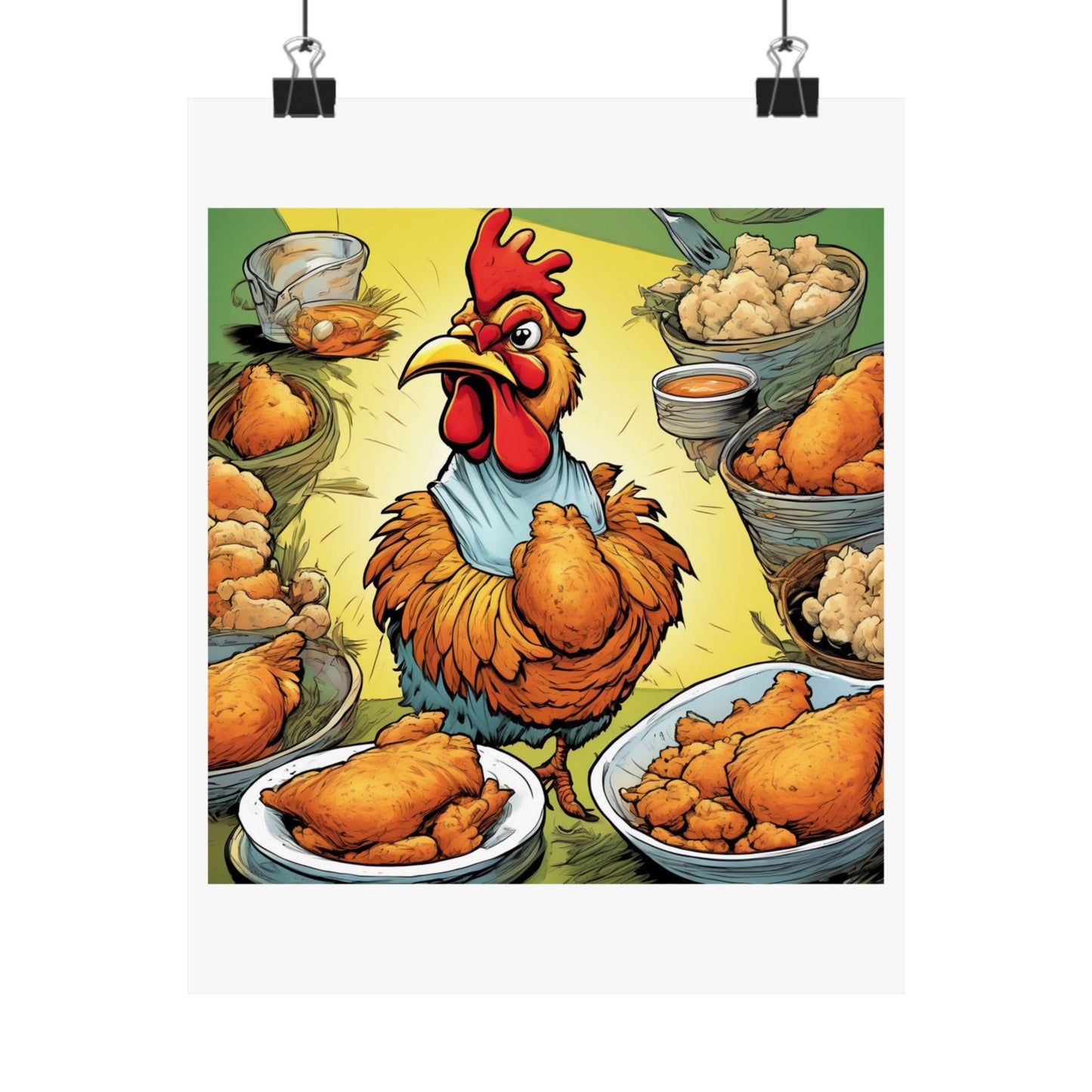 Funny Chicken Fried Food Comfort Food Art Poster
