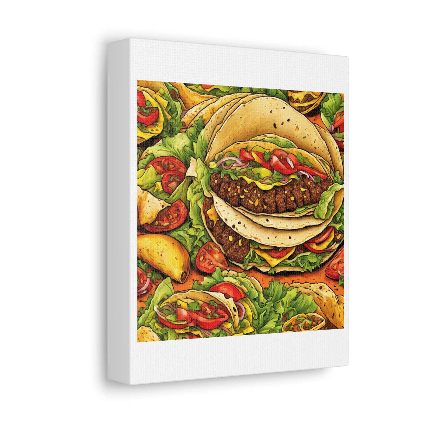 Stacked Taco Fiesta Foodie Gift Art Canvas