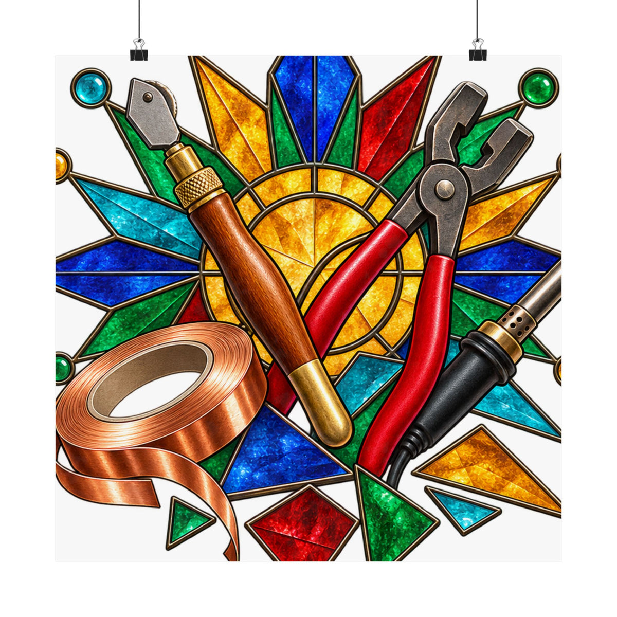 Stained Glass Workshop Tools Poster