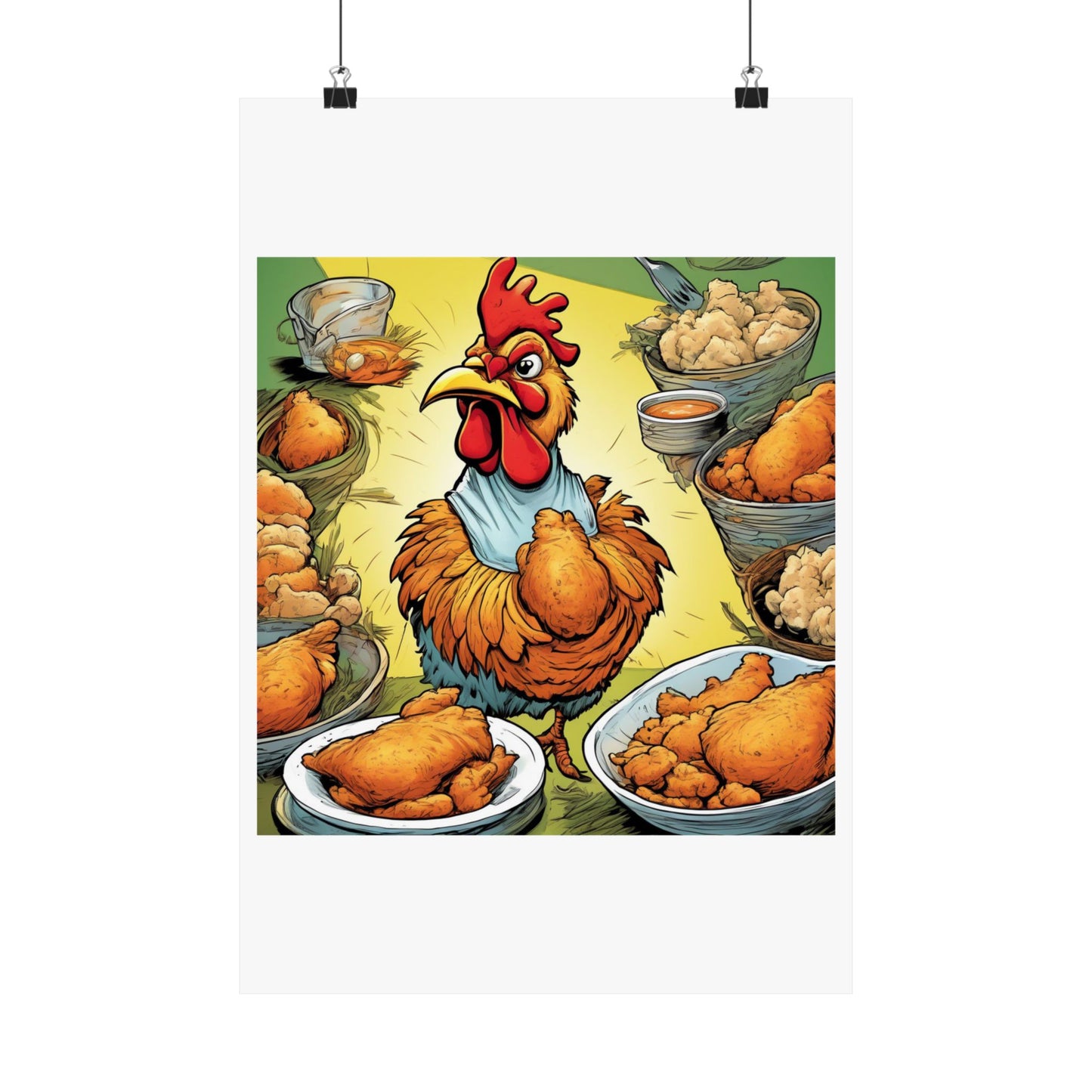 Funny Chicken Fried Food Comfort Food Art Poster