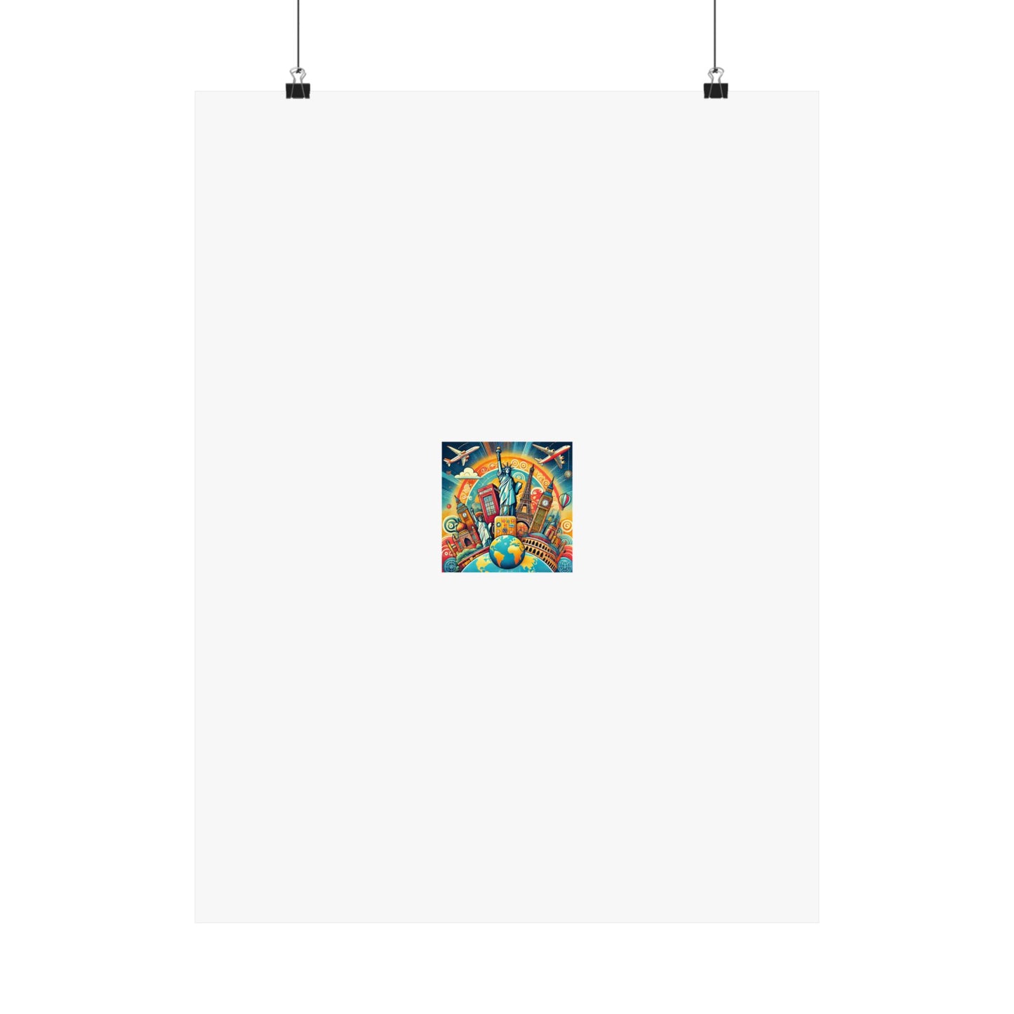 Global Landmark Adventure Collage Colorful Travel Poster