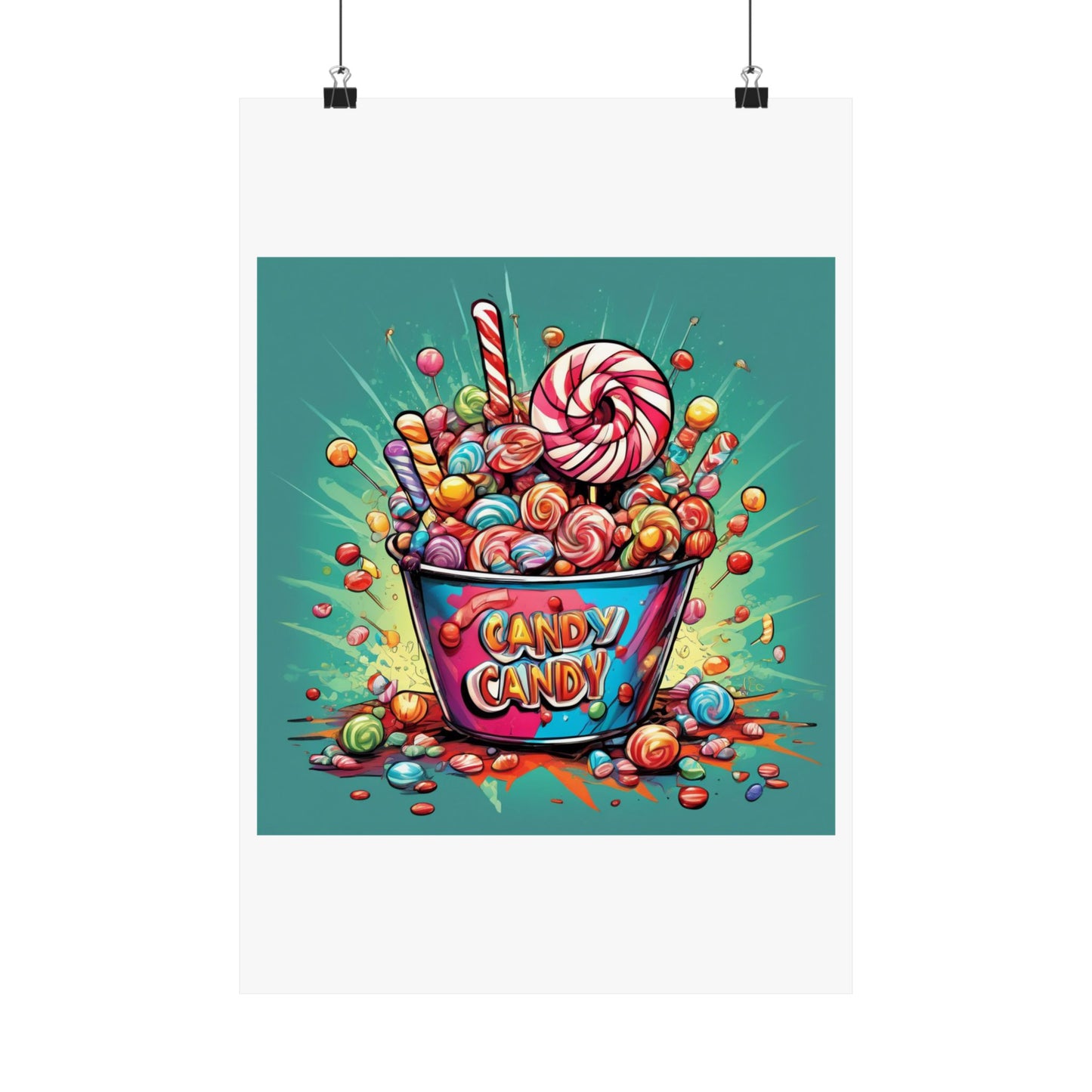 Holiday Candy Bucket Sweets Gift Art Poster