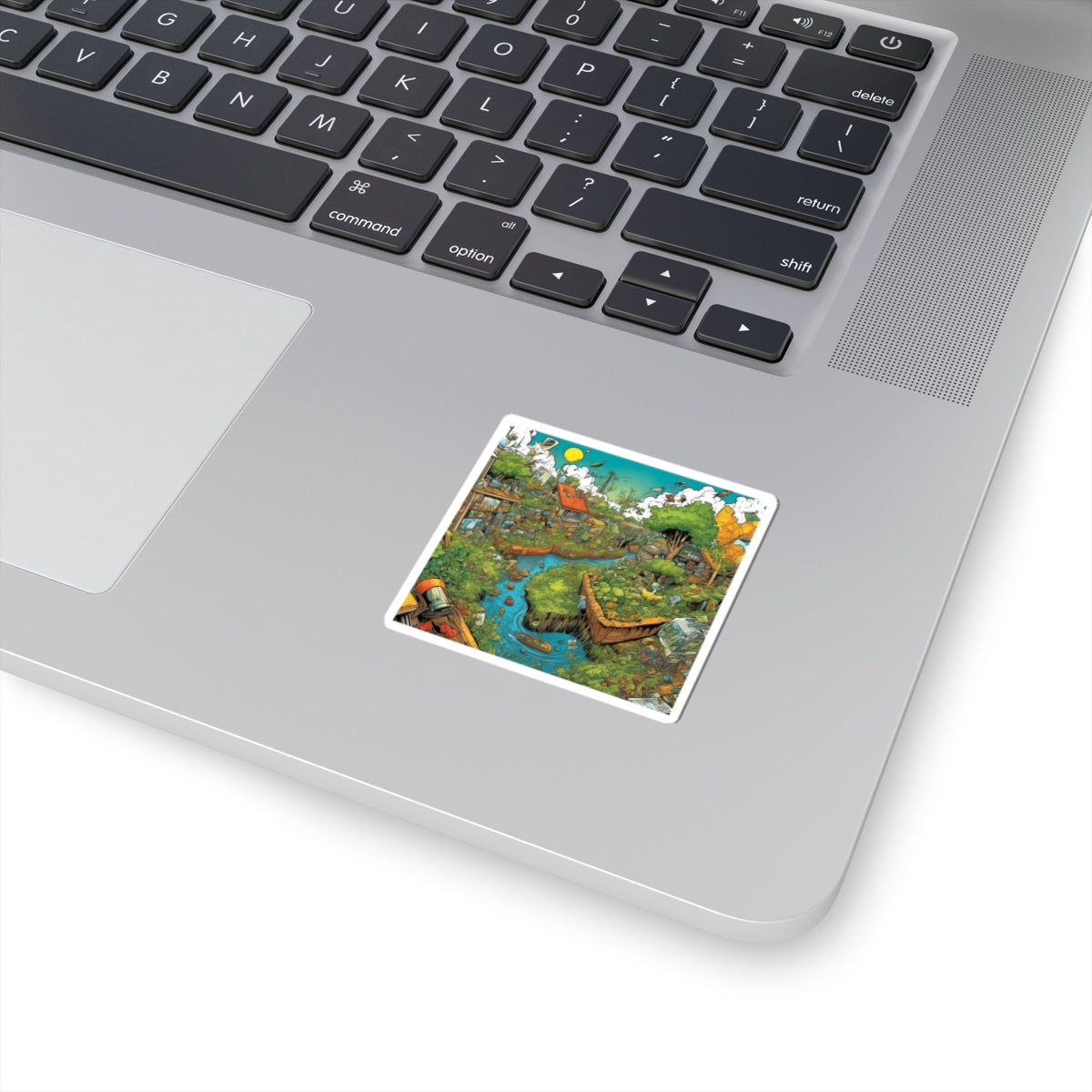 Whimsical Garden Stream Nature Gift Art Sticker