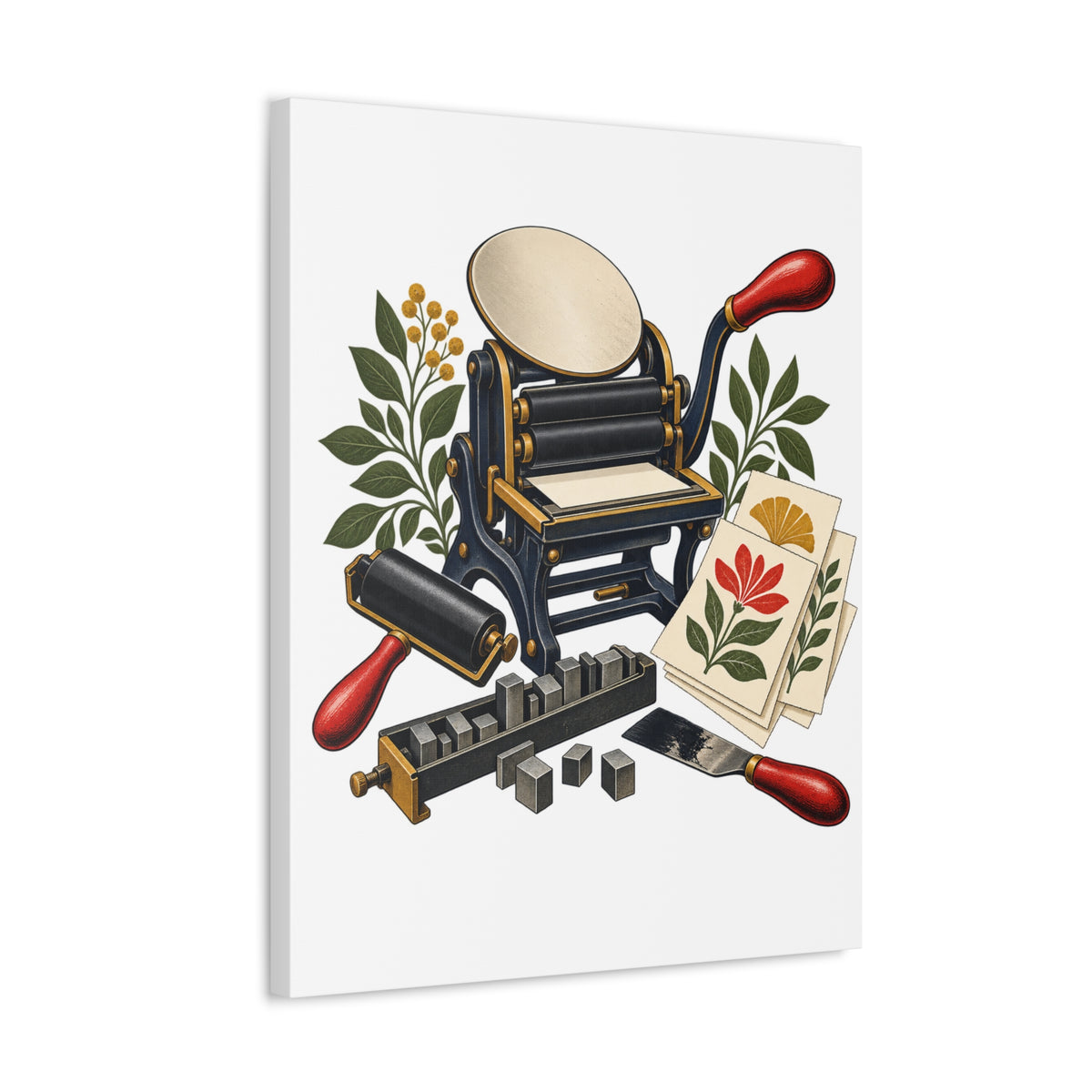 Botanical Letterpress Printshop Canvas