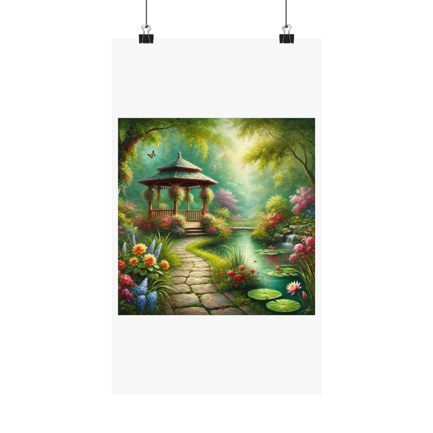 Spring Garden Gazebo Floral Landscape Poster