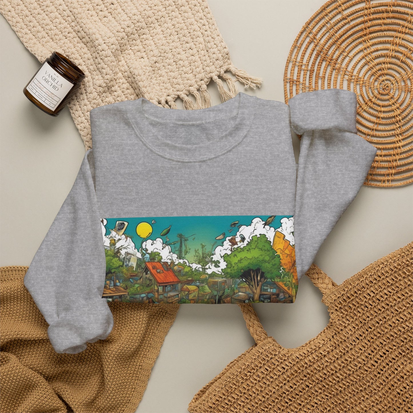 Whimsical Garden Stream Nature Gift Art Sweatshirt