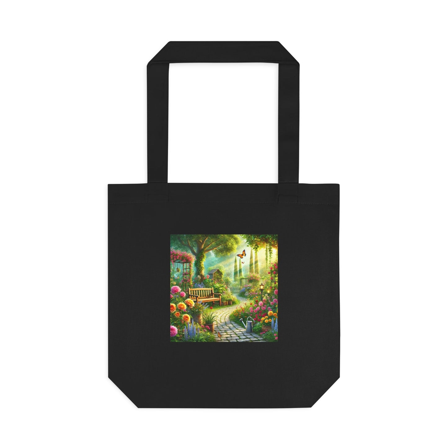 Sunlit Spring Flower Garden Bench Tote Bag