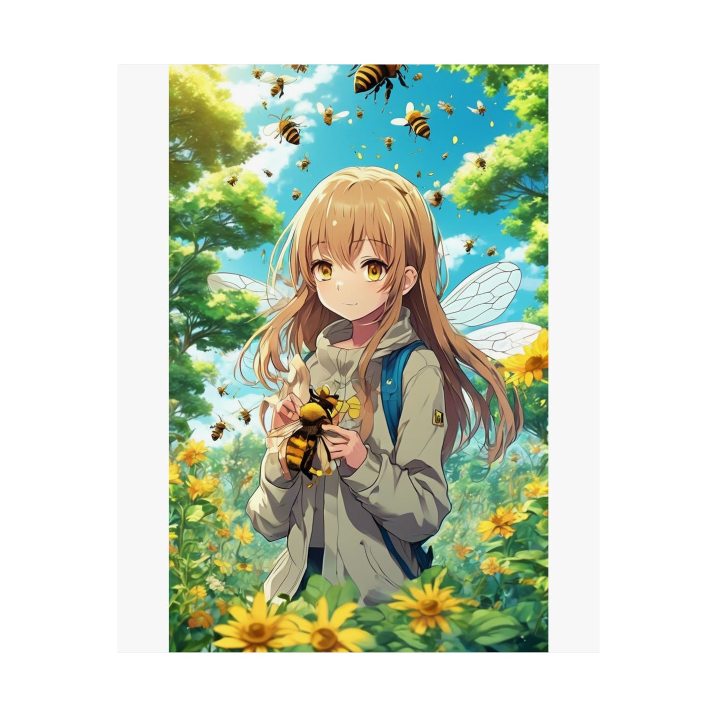 Bee Fairy Garden Anime Nature Art Poster