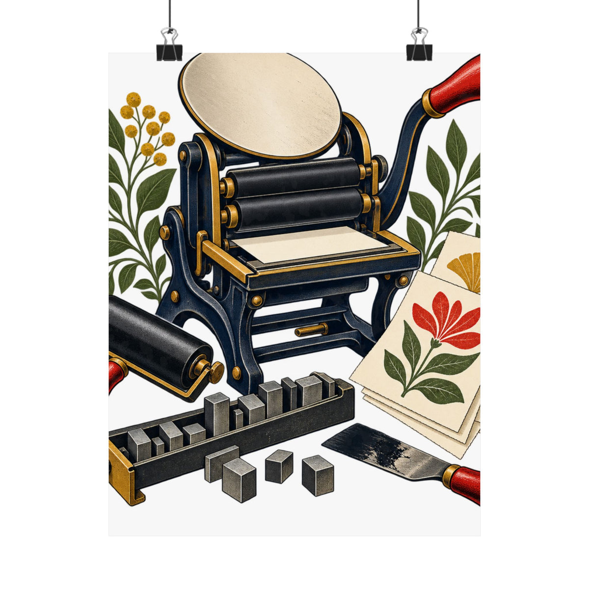 Botanical Letterpress Printshop Poster
