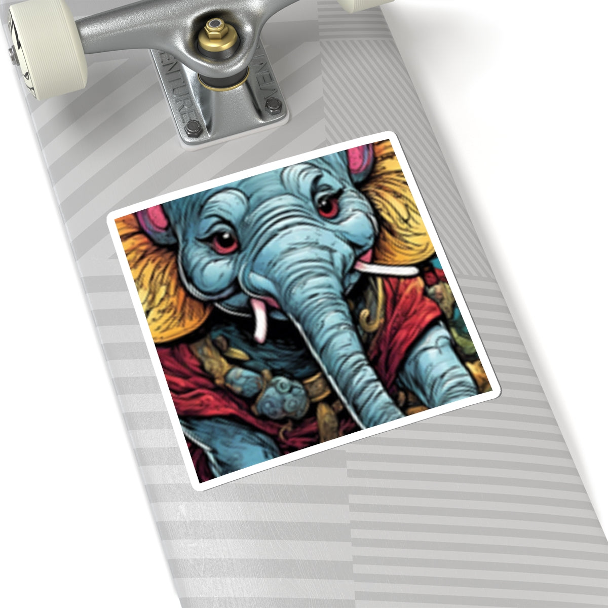 Colorful Elephant Garden Parade Cute Wildlife Animal Art Sticker