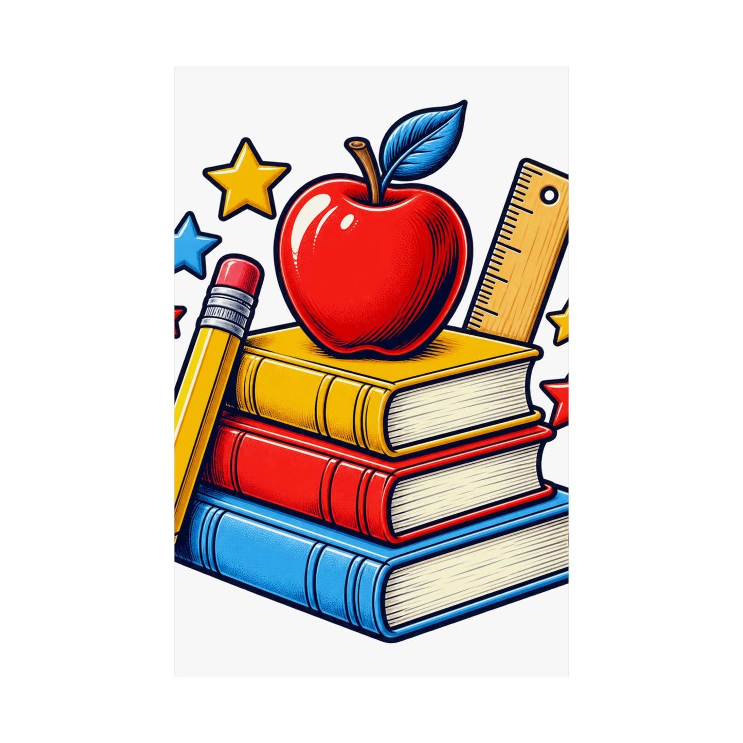 Retro School Books Apple Teacher Appreciation Art Poster