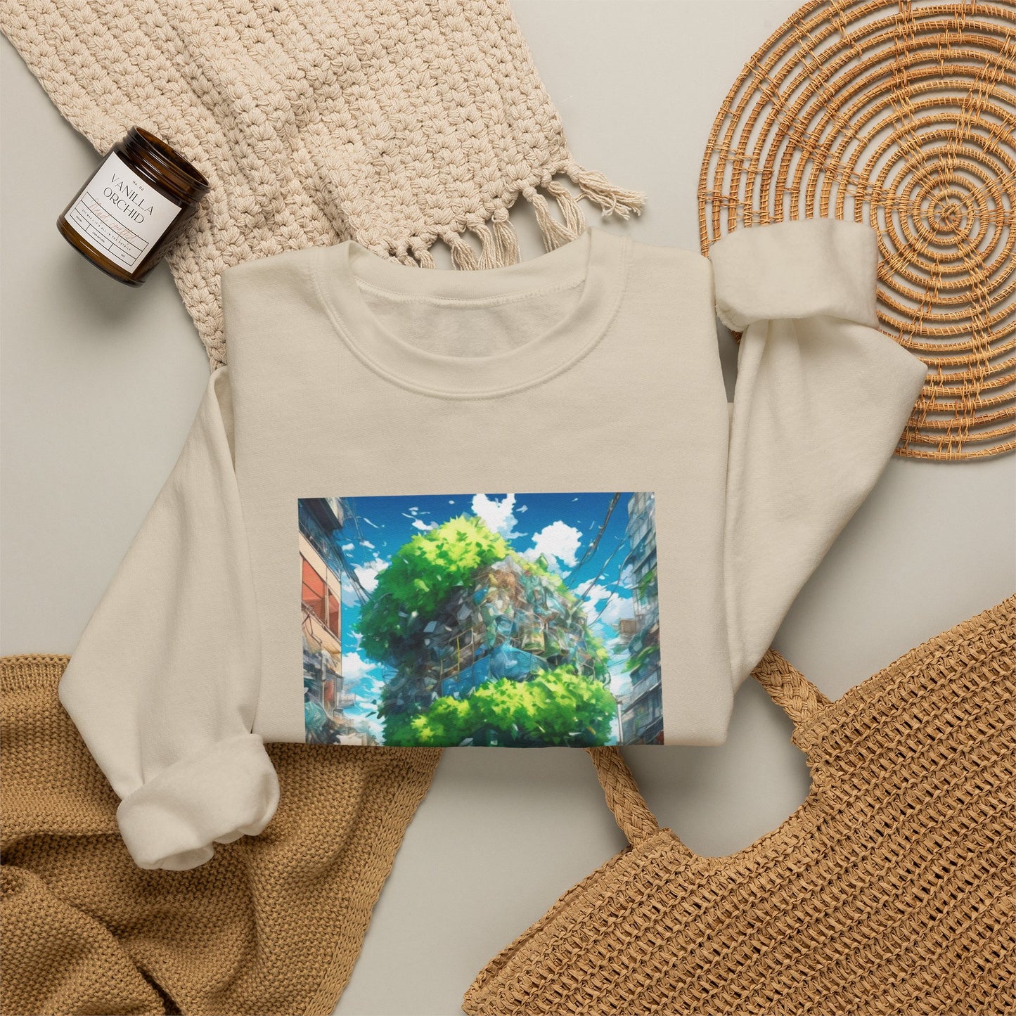 Urban Recycling Anime Friends Green City Sweatshirt