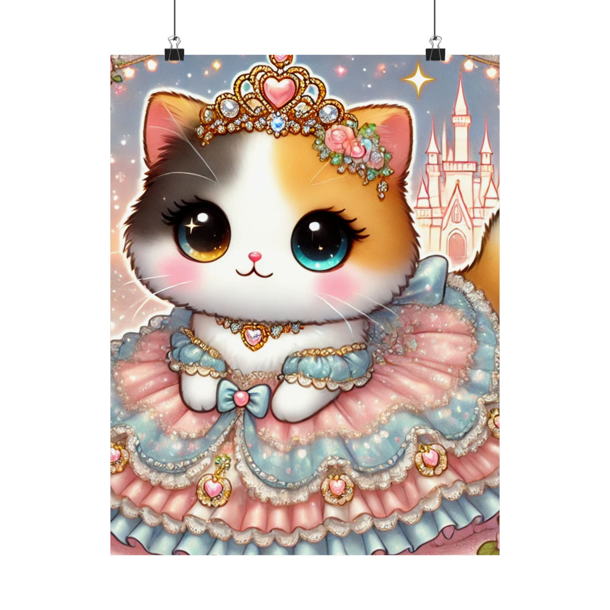 Pastel Princess Calico Cat Fantasy Wall Art Poster