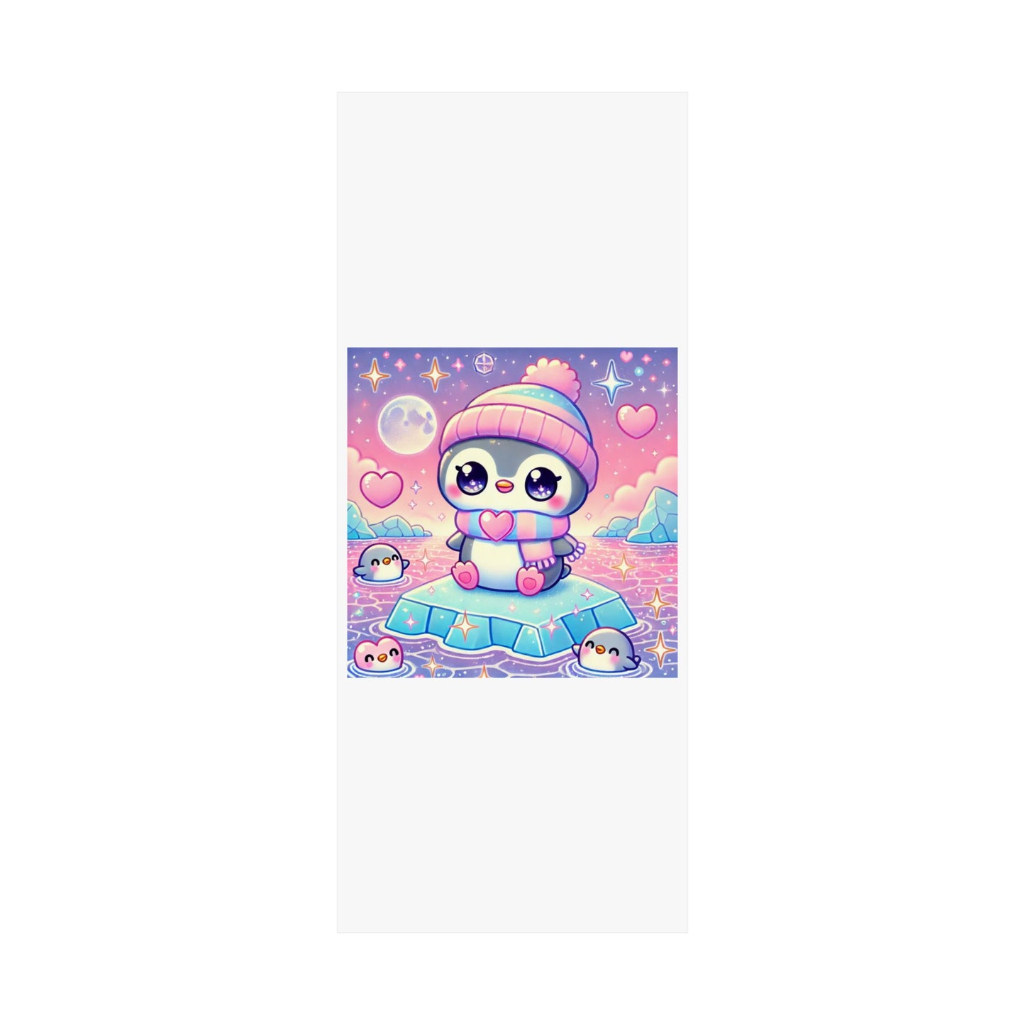 Cute Winter Penguin Ice Floe Kawaii Art Poster