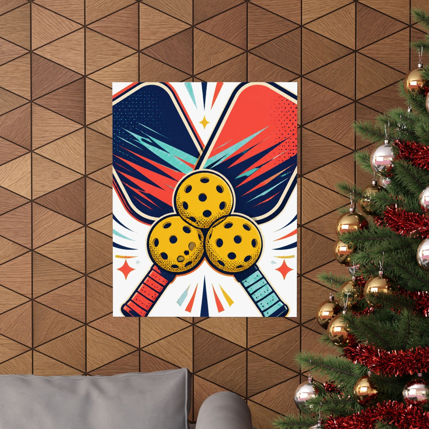 Retro Pickleball Paddles Recreational Sports Art Poster