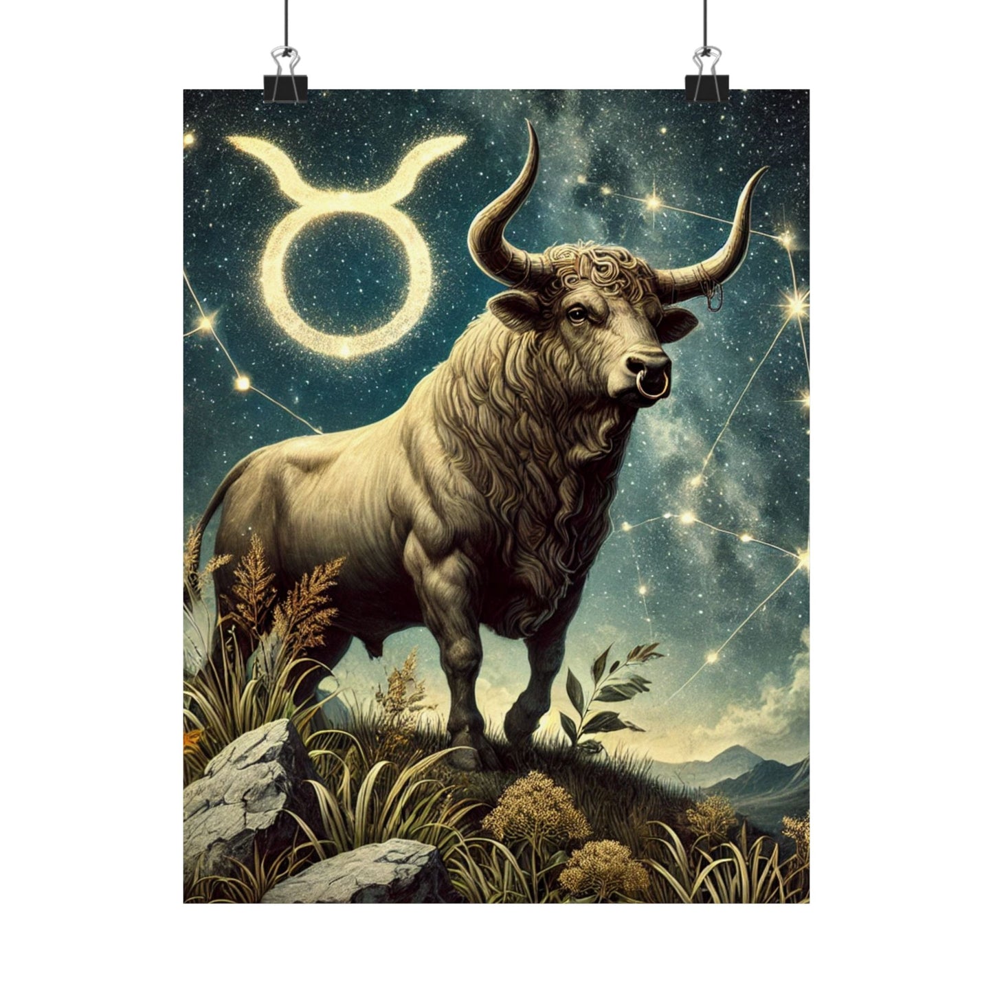Taurus Bull Constellation Celestial Wall Art Poster