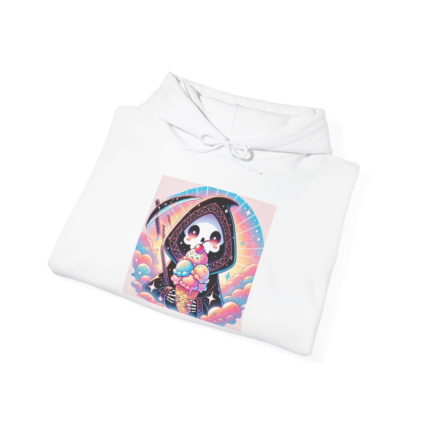 Grim Reaper Kawaii Anime Hoodie - Cute Ice Cream Design - Unisex Comfortable Hooded Sweatshirt - Fun & Stylish Gift Idea!