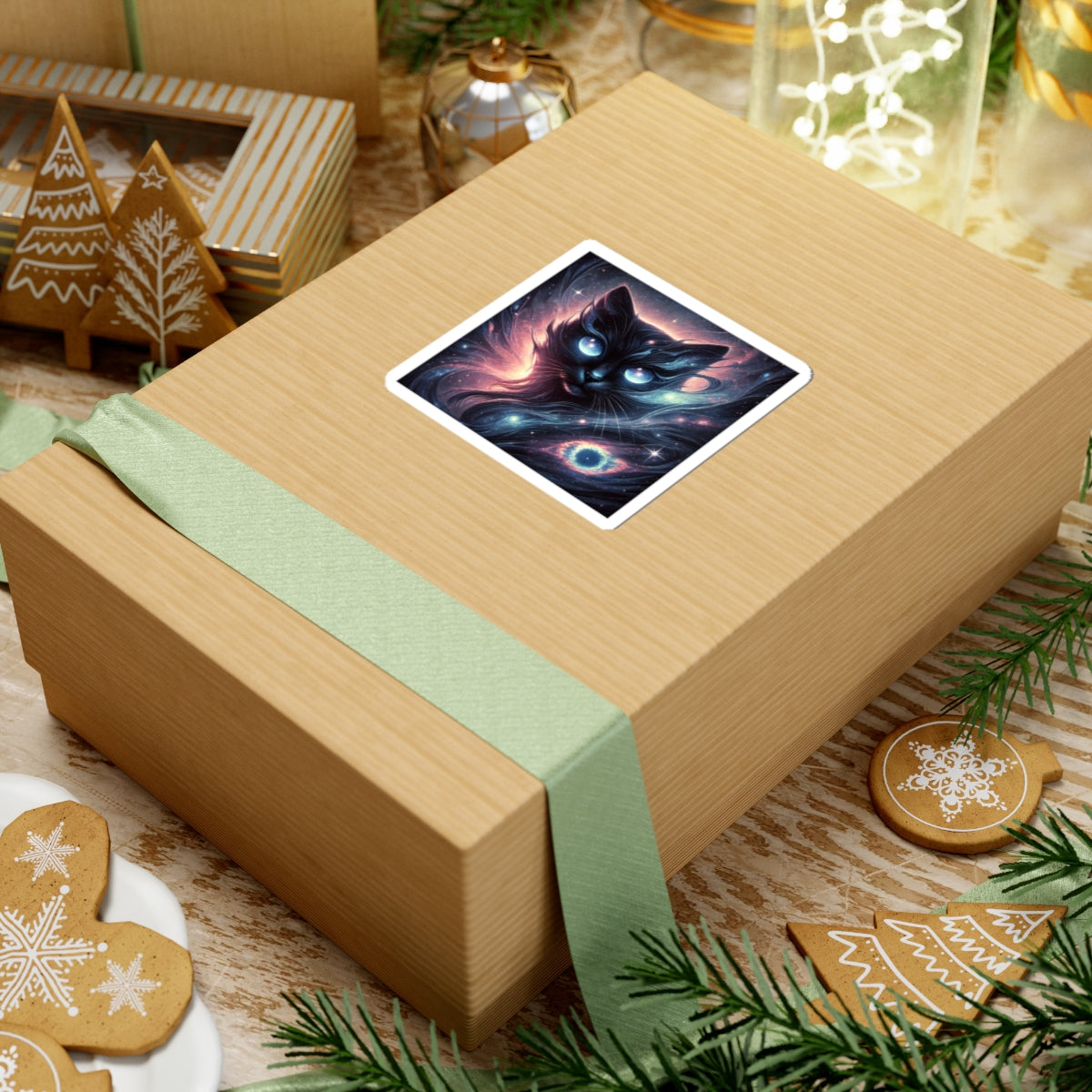 Cosmic Black Cat Galaxy Celestial Sticker