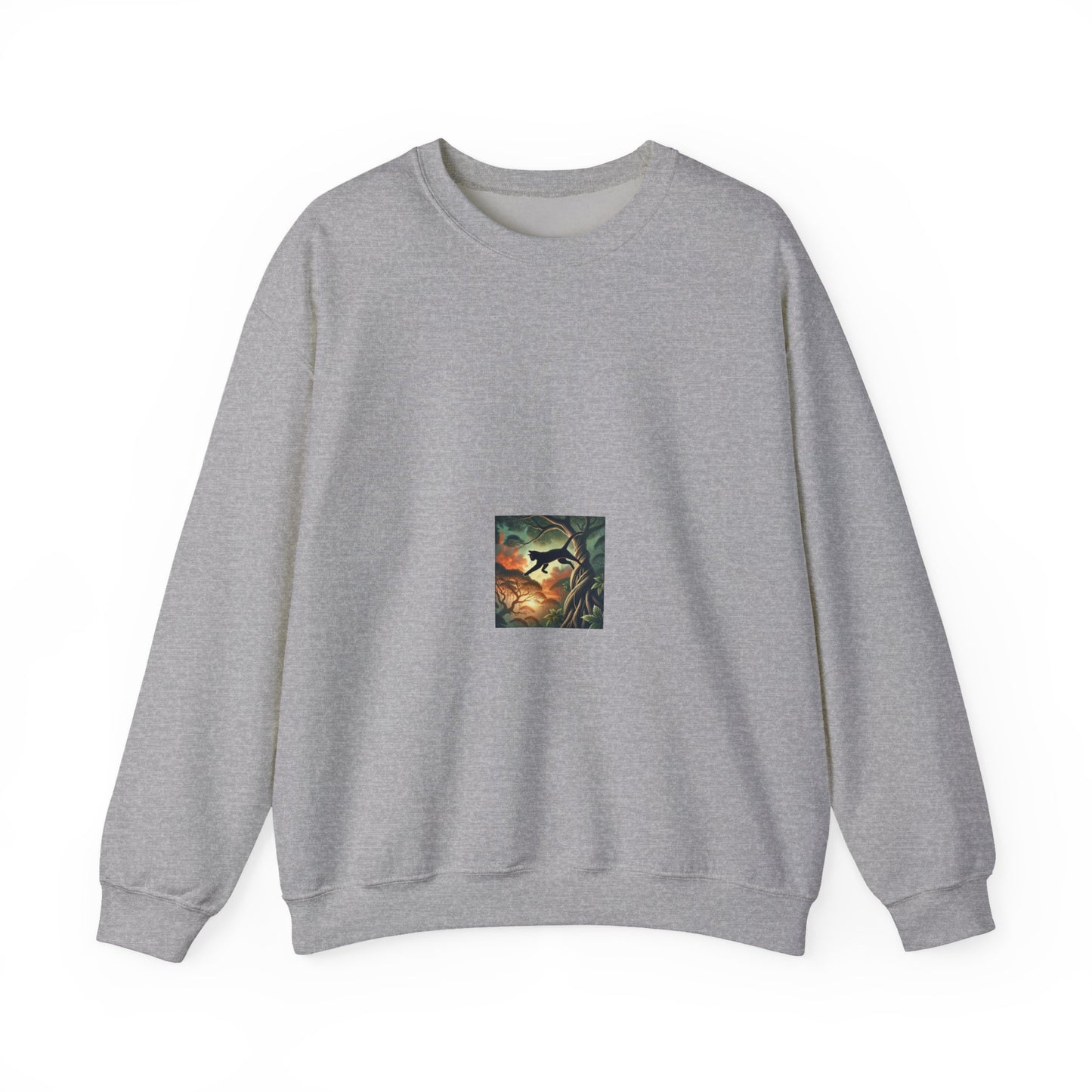 Enchanted Black Cat Forest Crewneck Sweatshirt Cat Lover Gift