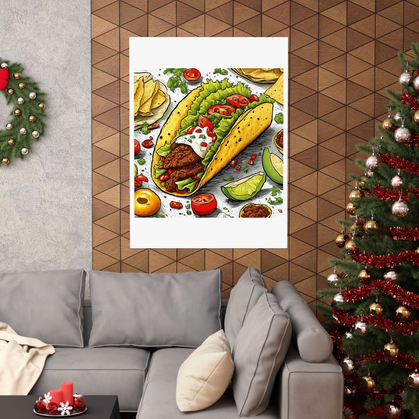 Bold Taco Illustration Foodie Gift Art Poster