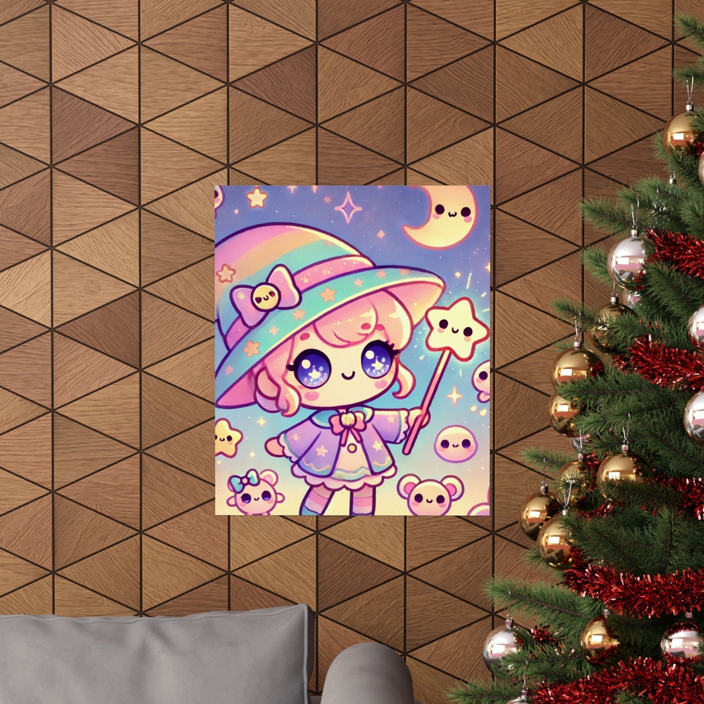 Kawaii Moon Wand Pastel Fantasy Wall Art Poster