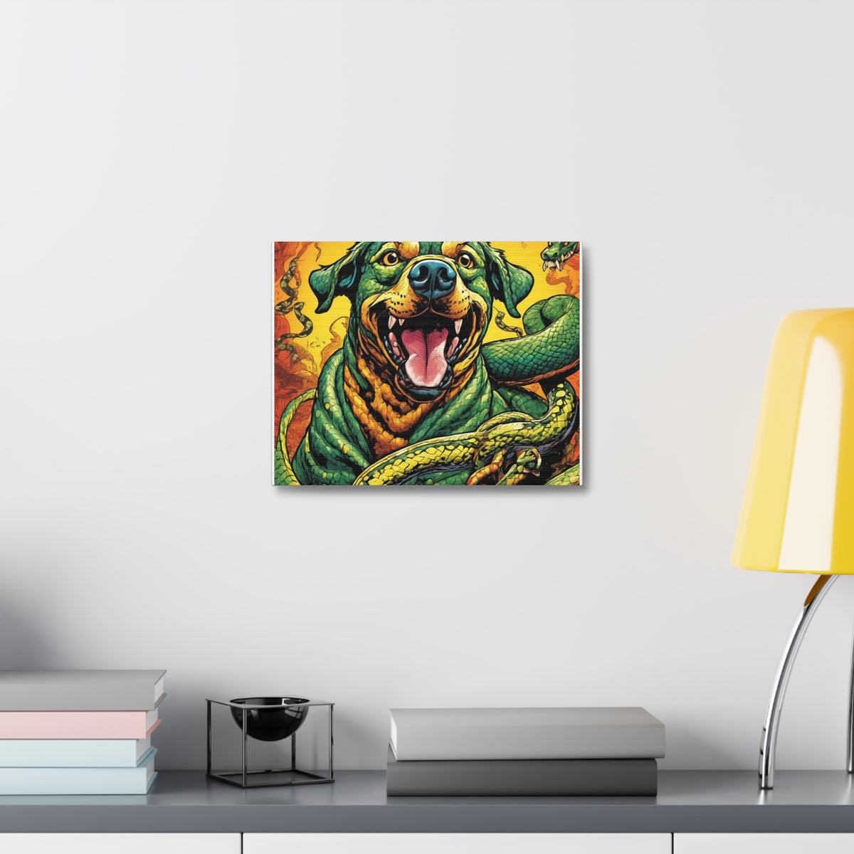 Surreal Serpent Hound Dark Fantasy Canvas Wall Art