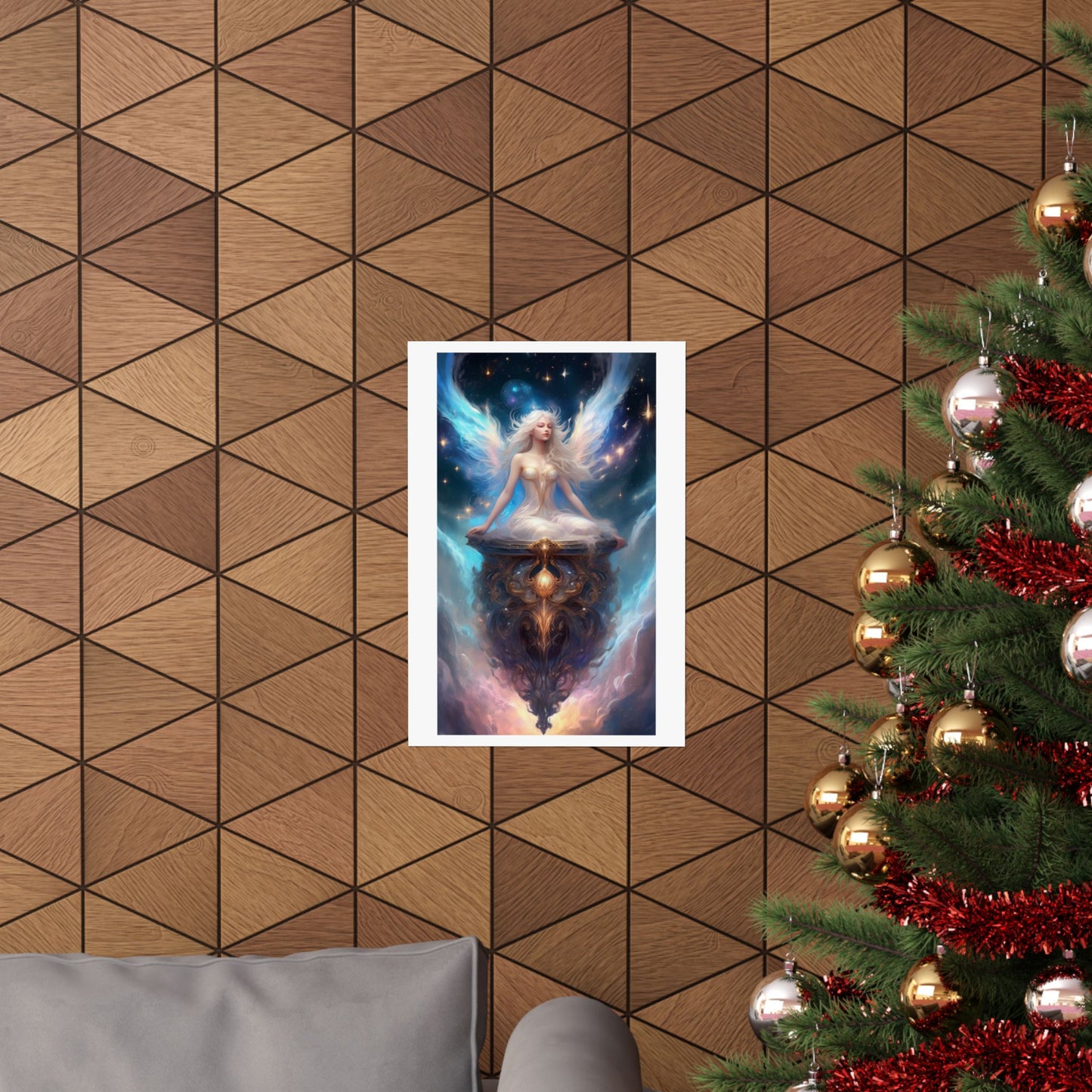 Celestial Winged Meditation Fantasy Portrait Poster