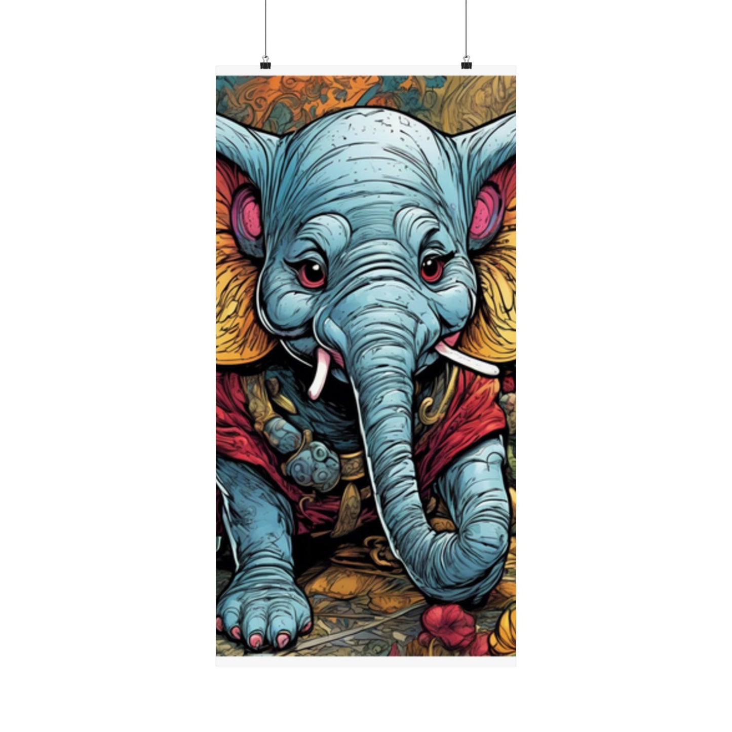 Colorful Elephant Garden Parade Wildlife Wall Art Poster