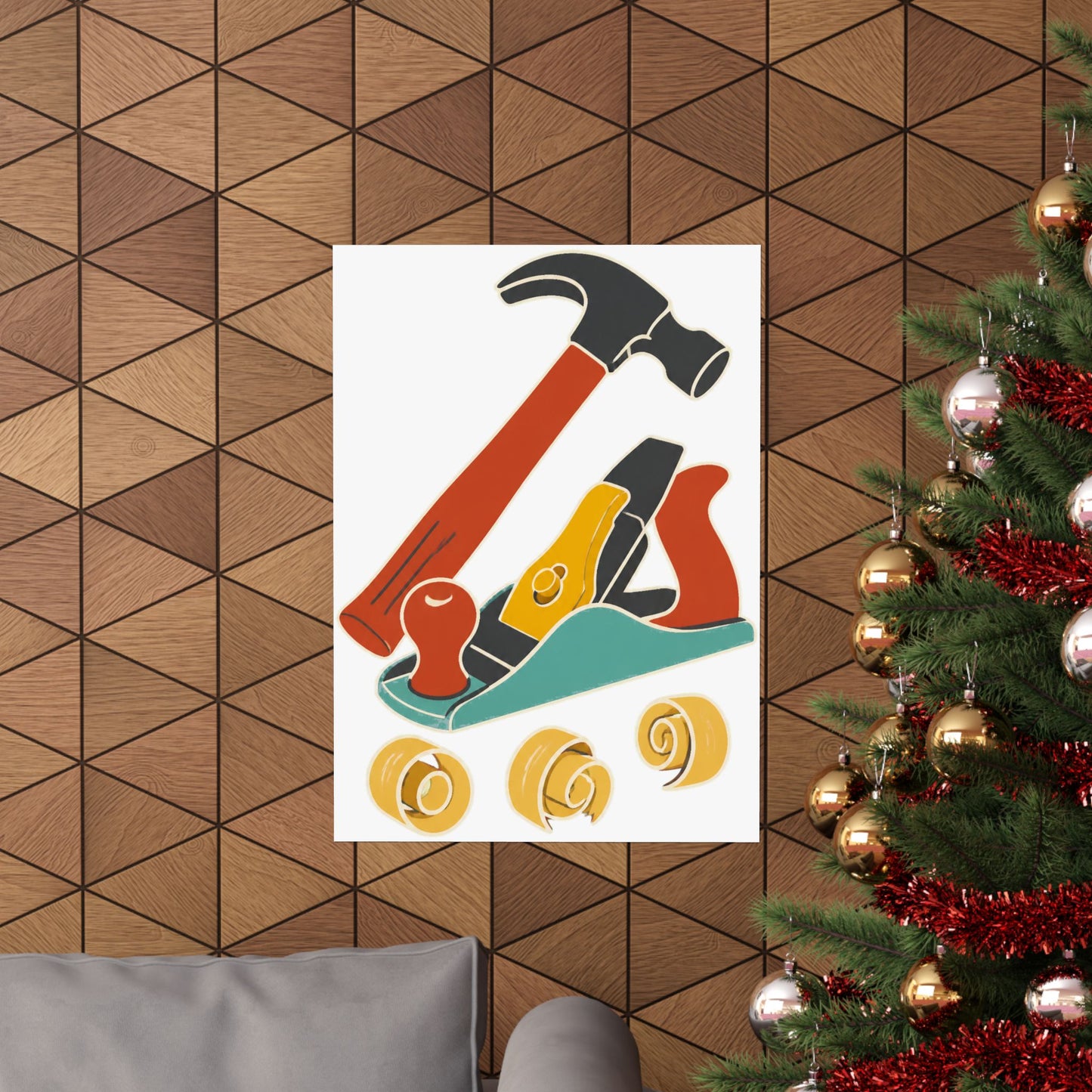 Carpenter Hammer Hand Plane Woodworking Art Poster