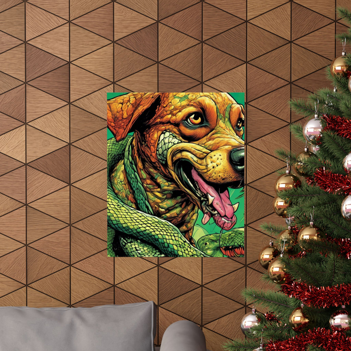 Serpent Guardian Dog Bold Fantasy Creature Art Poster