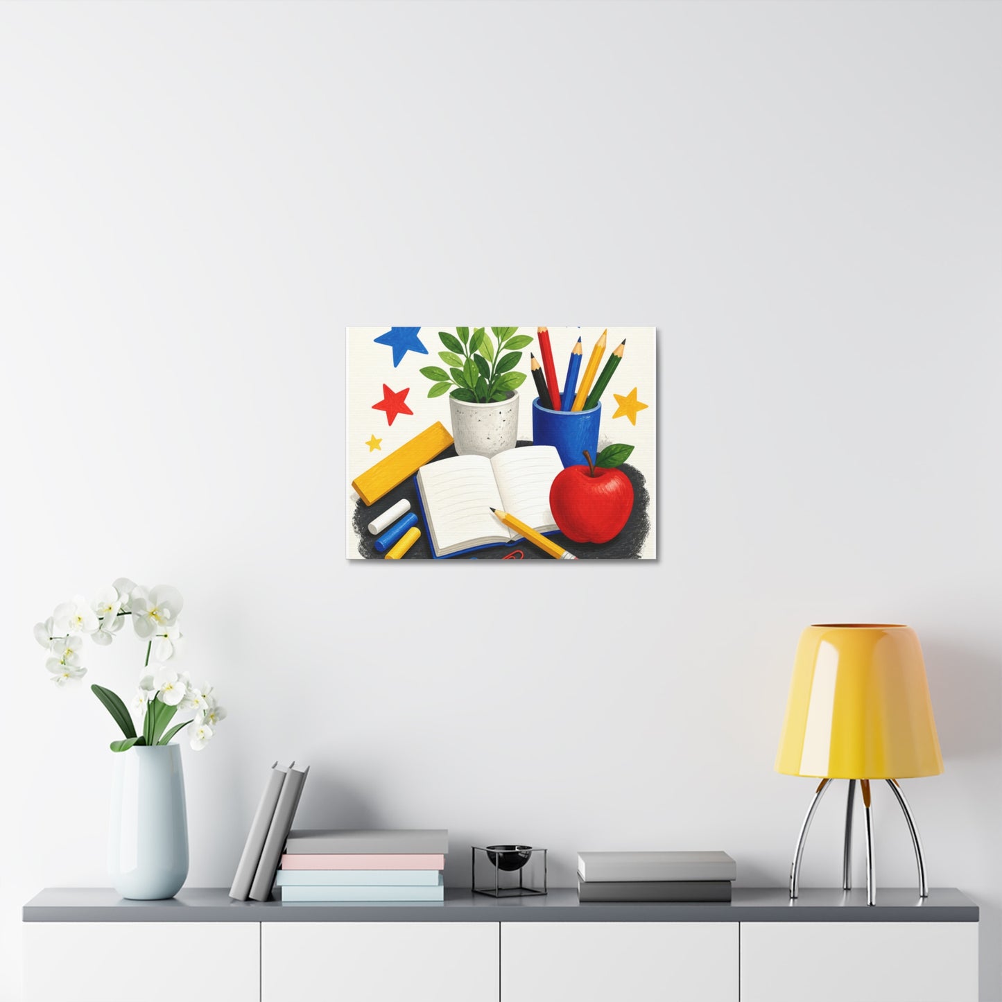 Colorful Classroom Supplies Teacher Appreciation Canvas Art