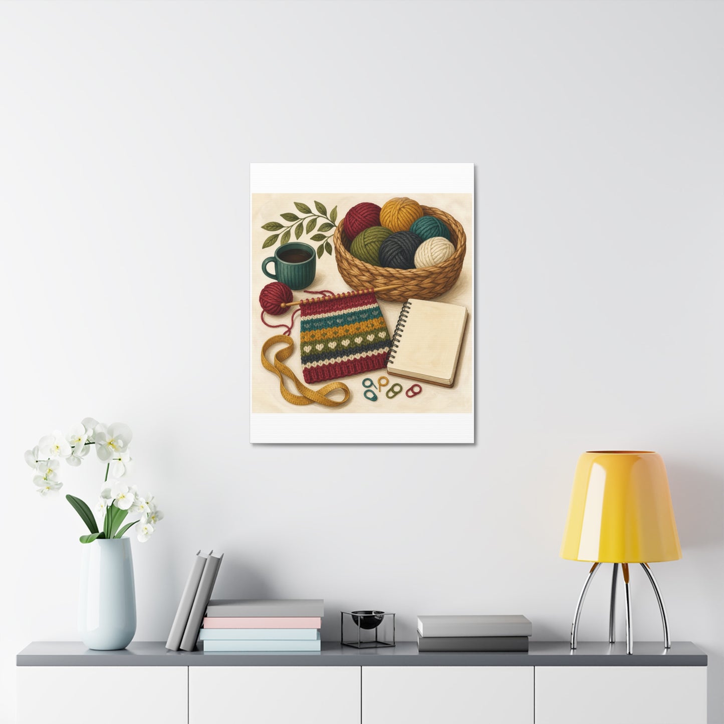 Cozy Knitting and Yarn Hobby Art Canvas Art