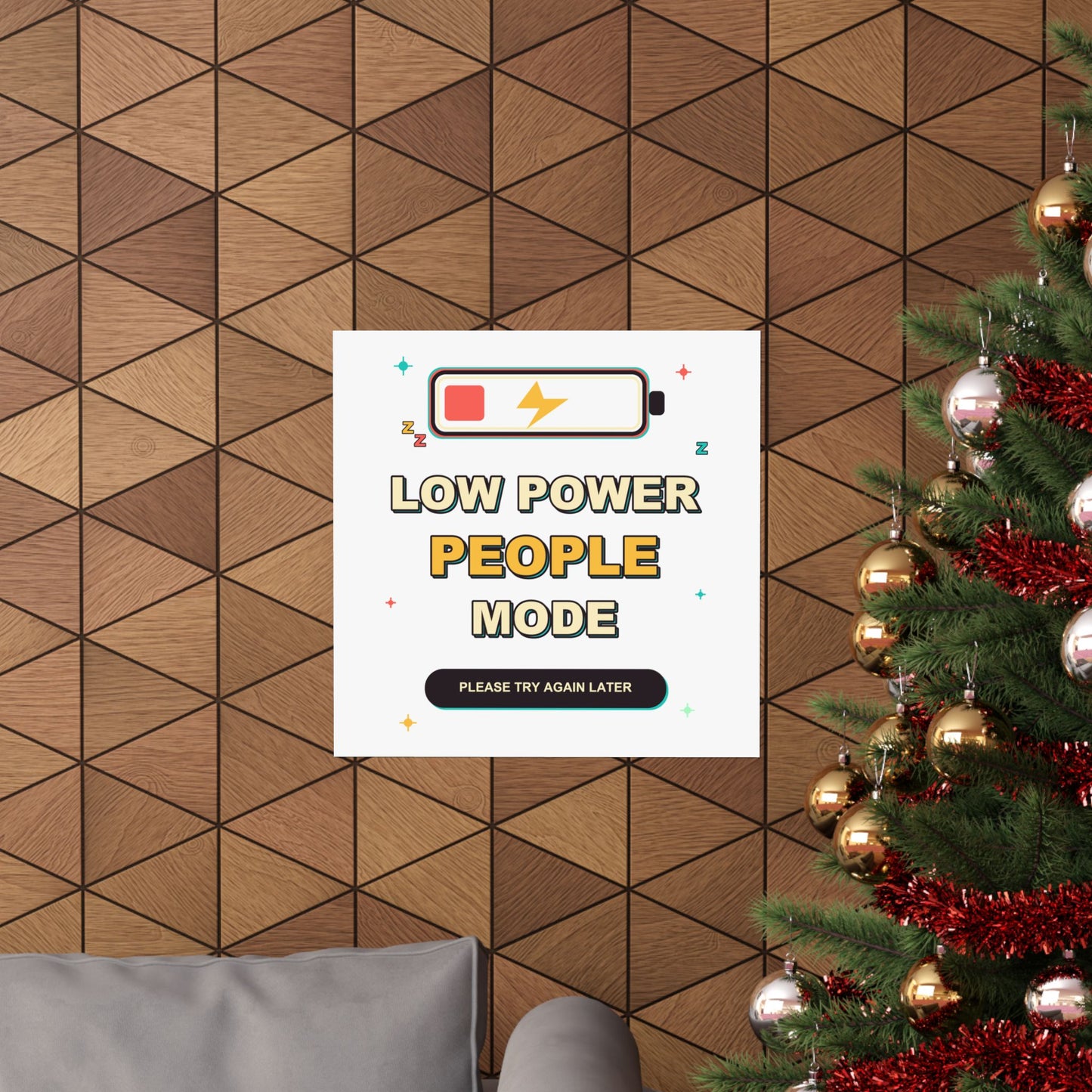 Low Power People Mode Funny Introvert Social Battery Poster