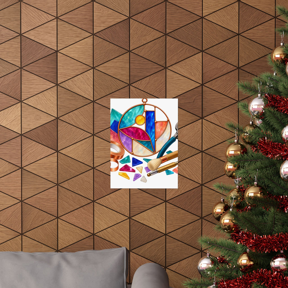 Abstract Stained Glass Suncatcher Workshop Poster