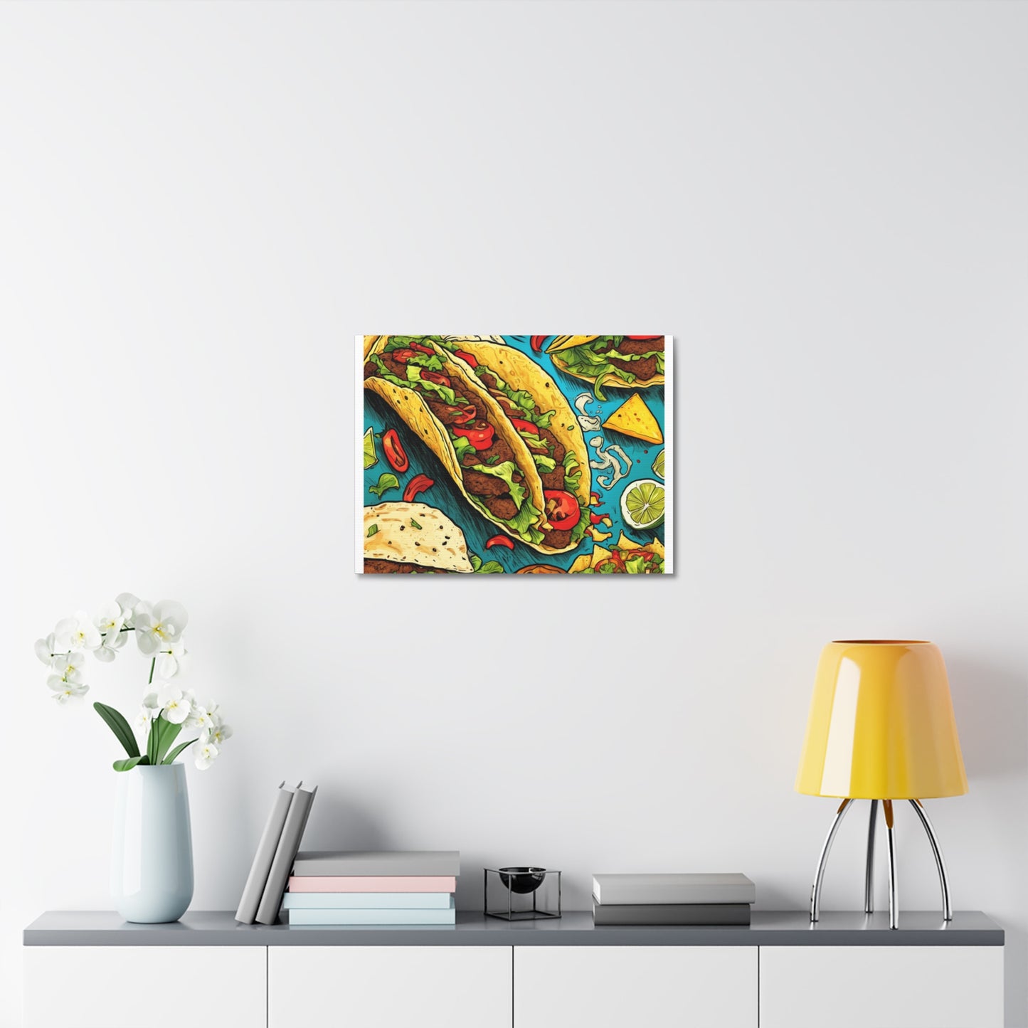 Taco Party Pattern Foodie Gift Art Canvas