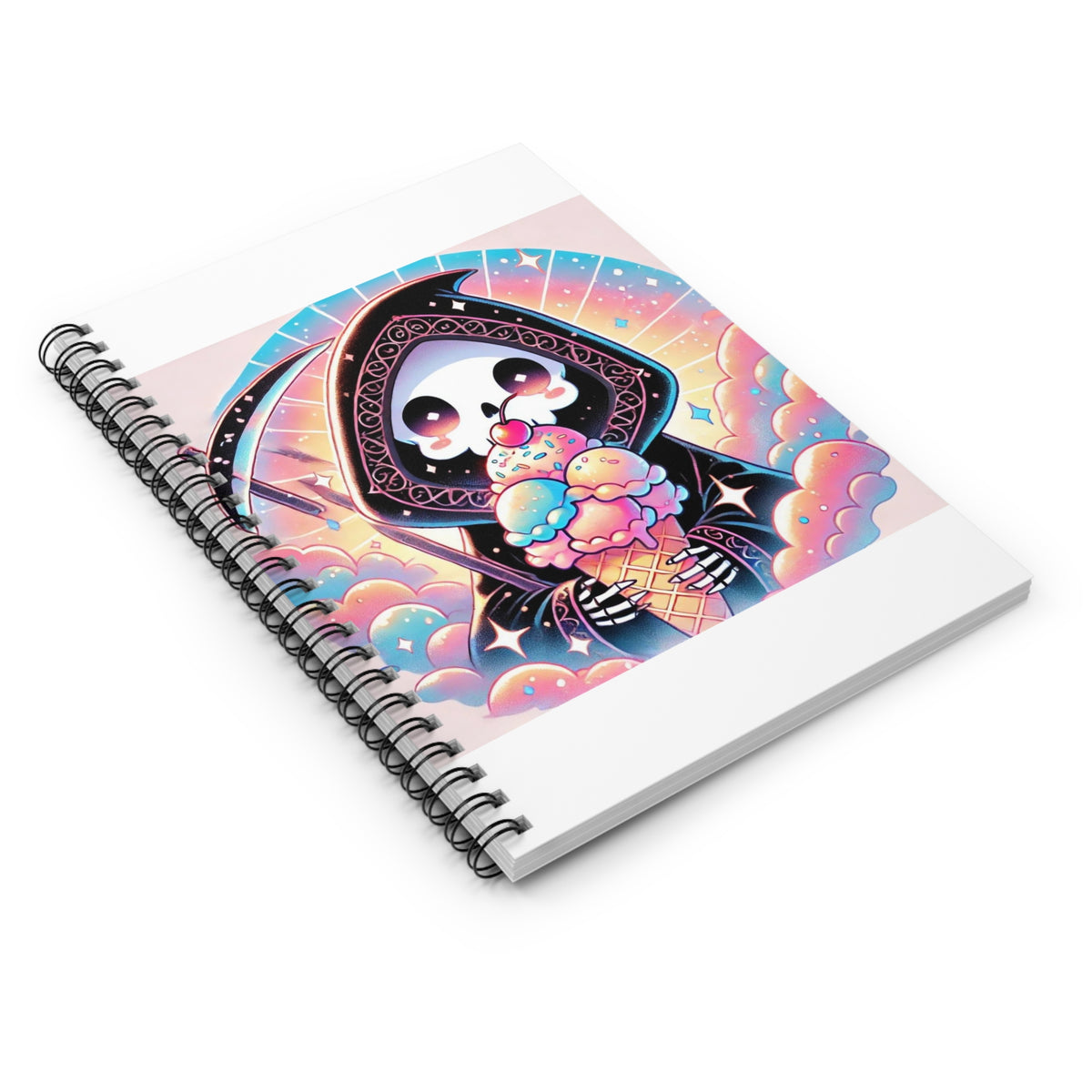 Pastel Grim Reaper Ice Cream Gothic Spiral Notebook