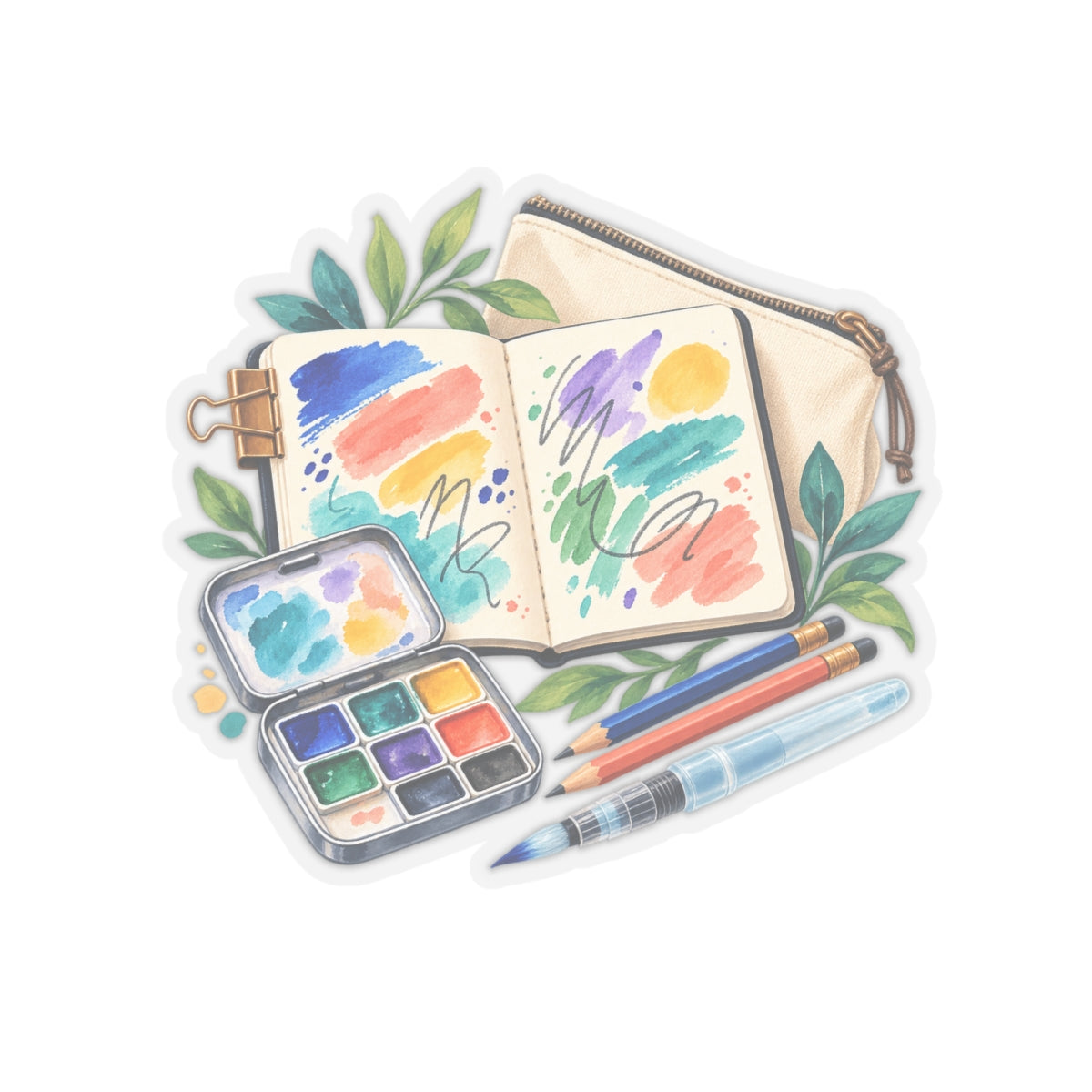 Colorful Urban Sketching Travel Kit Sticker