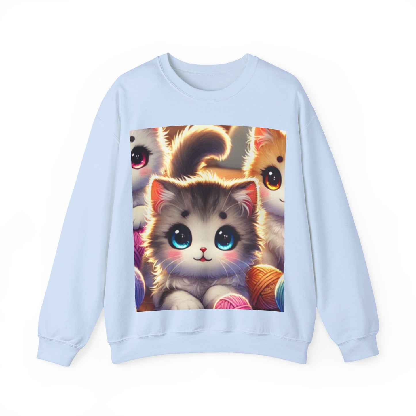 Cozy Yarn Kittens Cute Cat Lover Knitting Crew Sweatshirt Gift