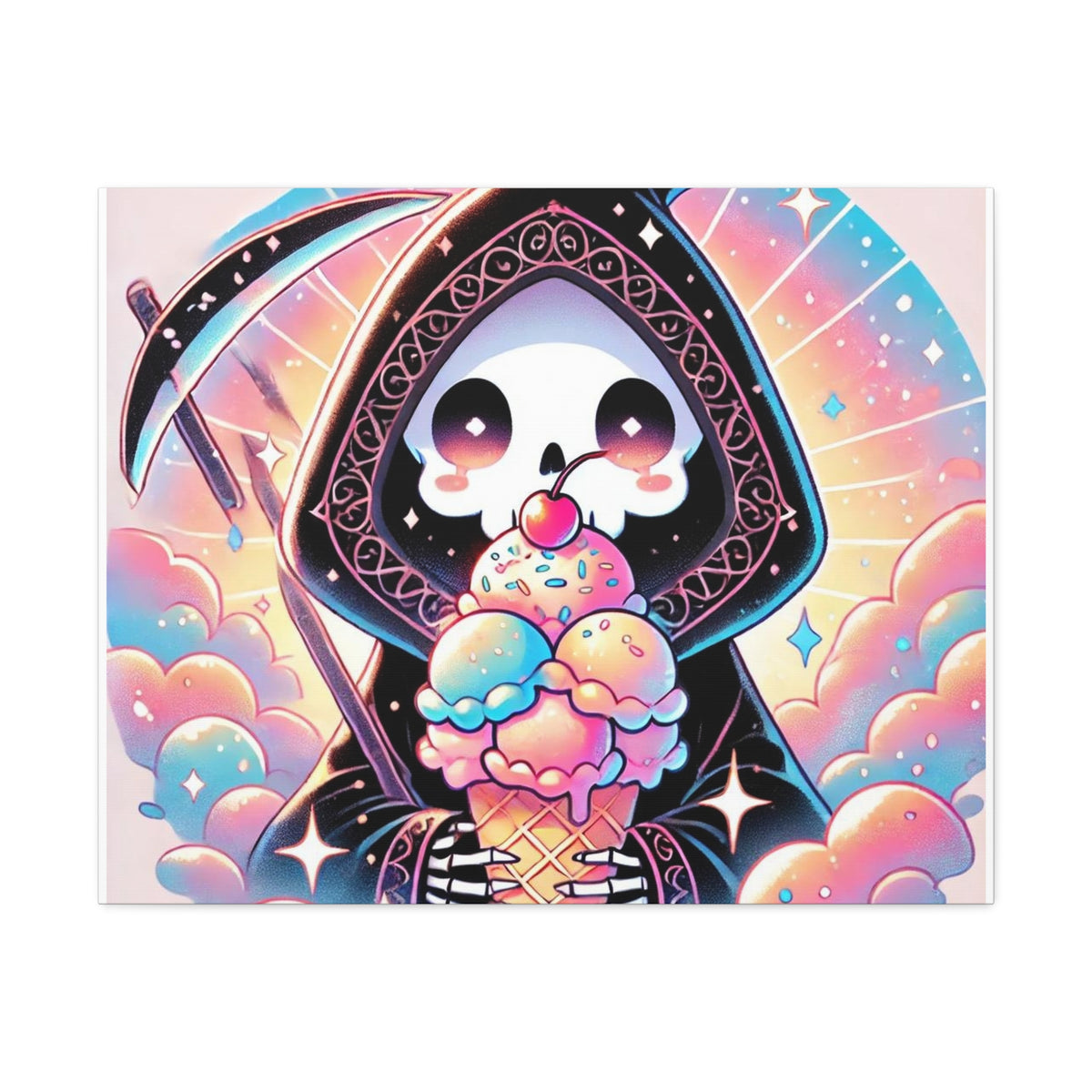 Pastel Grim Reaper Ice Cream Cute Gothic Canvas Art
