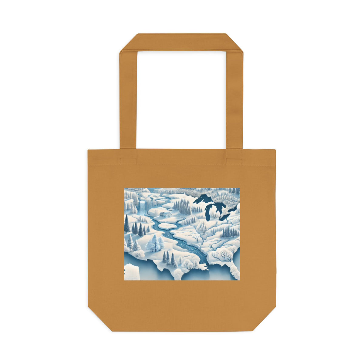Winter USA Dreamscape Snowy Map Tote Bag Geography Travel Gift
