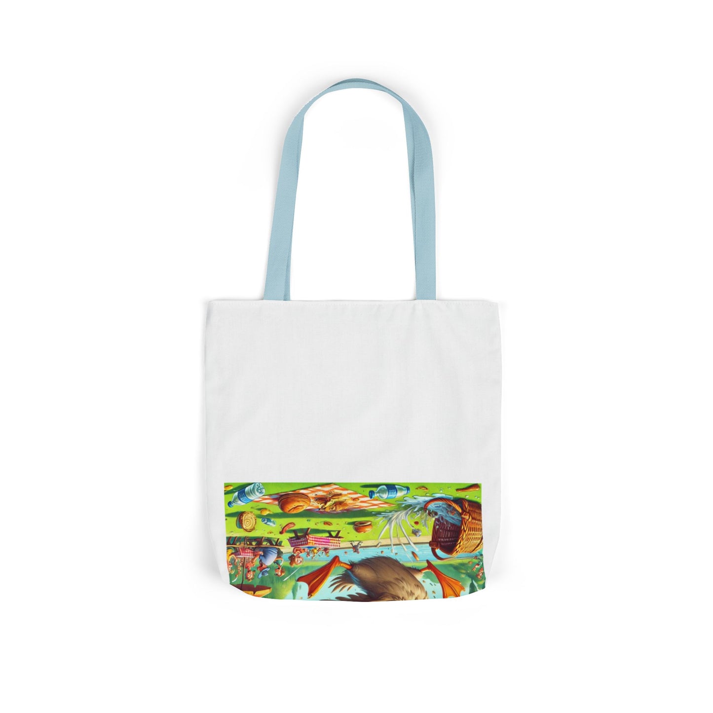 Chaotic Picnic Duck Funny Summer Canvas Tote Bag